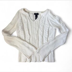 American Eagle Outfitters Cream V-Neck Sweater